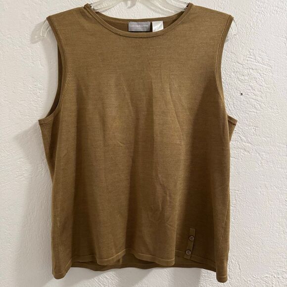 Liz Claiborne Collection Brown Silk Blend Button Detail Tank L - Picture 1 of 4
